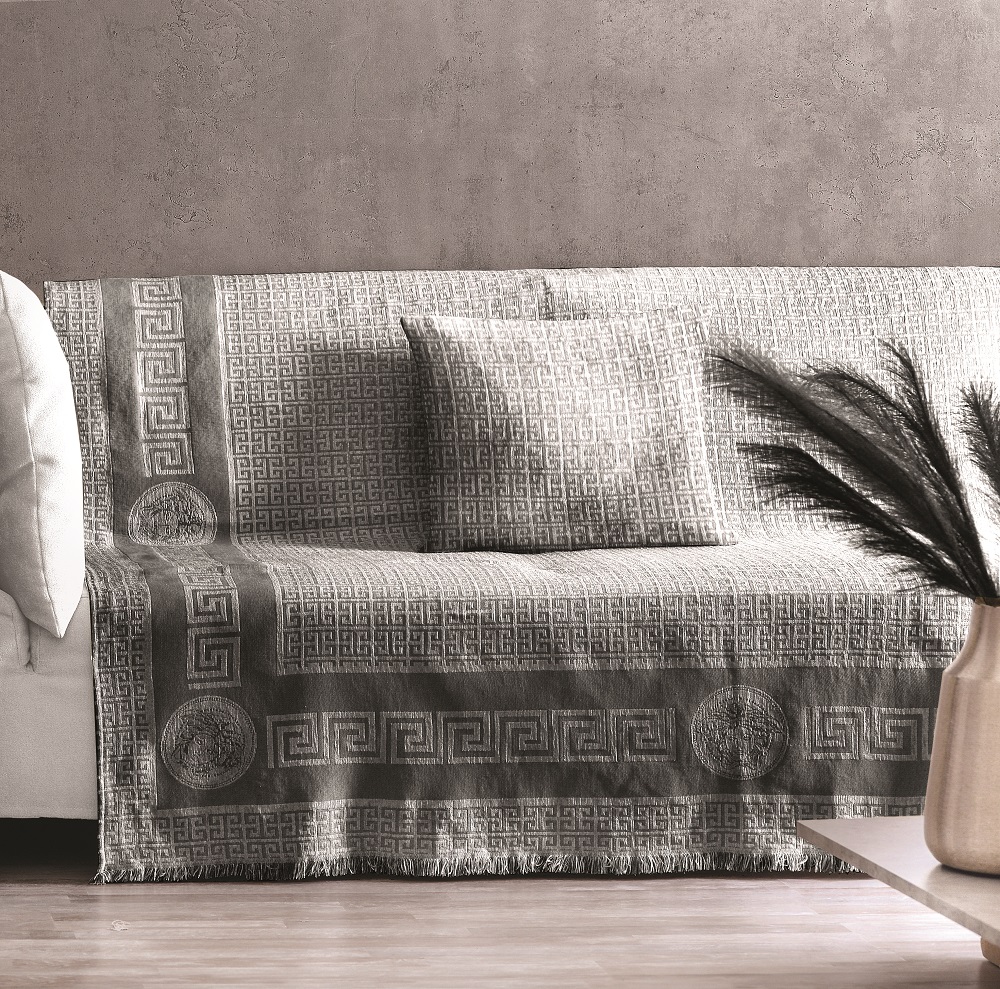 Ριχτάρι Σενίλ Τριθέσιος 180x300εκ. Meandros Grey 2 Makis Tselios (Ύφασμα: Chenille, Χρώμα: Γκρι) - Makis Tselios - 205200123456