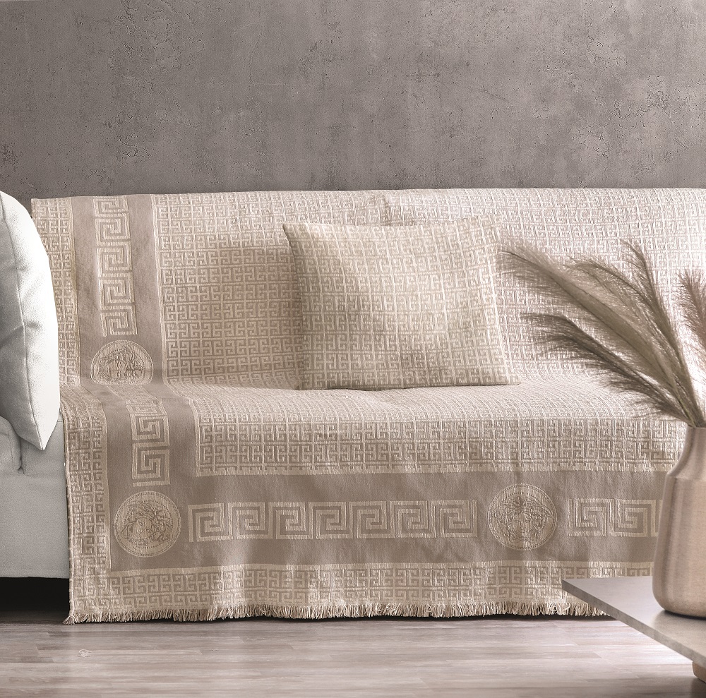 Ριχτάρι Σενίλ Διθέσιος 180x250εκ. Meandros Beige 1 Makis Tselios (Ύφασμα: Chenille, Χρώμα: Μπεζ) - Makis Tselios - 205250123456