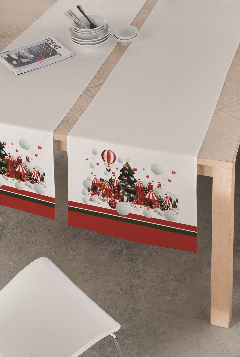 Χριστουγεννιάτικο Runner Βαμβακερό Αλέκιαστο 45x150εκ. Merryland Makis Tselios (Ύφασμα: Βαμβάκι 100%) - Makis Tselios - 502010123456