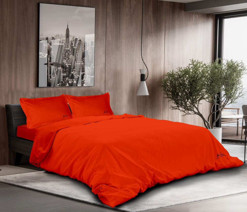 Σετ Σεντόνια Βαμβακοσατέν Μονά 170x260εκ. Lor Nuovo Orange Makis Tselios (Ύφασμα: Βαμβακοσατέν, Τύπος κατωσέντονου: Χωρίς Λάστιχο, Χρώμα: Πορτοκαλί, Μέγεθος: Μονά) - Makis Tselios - 112570123456
