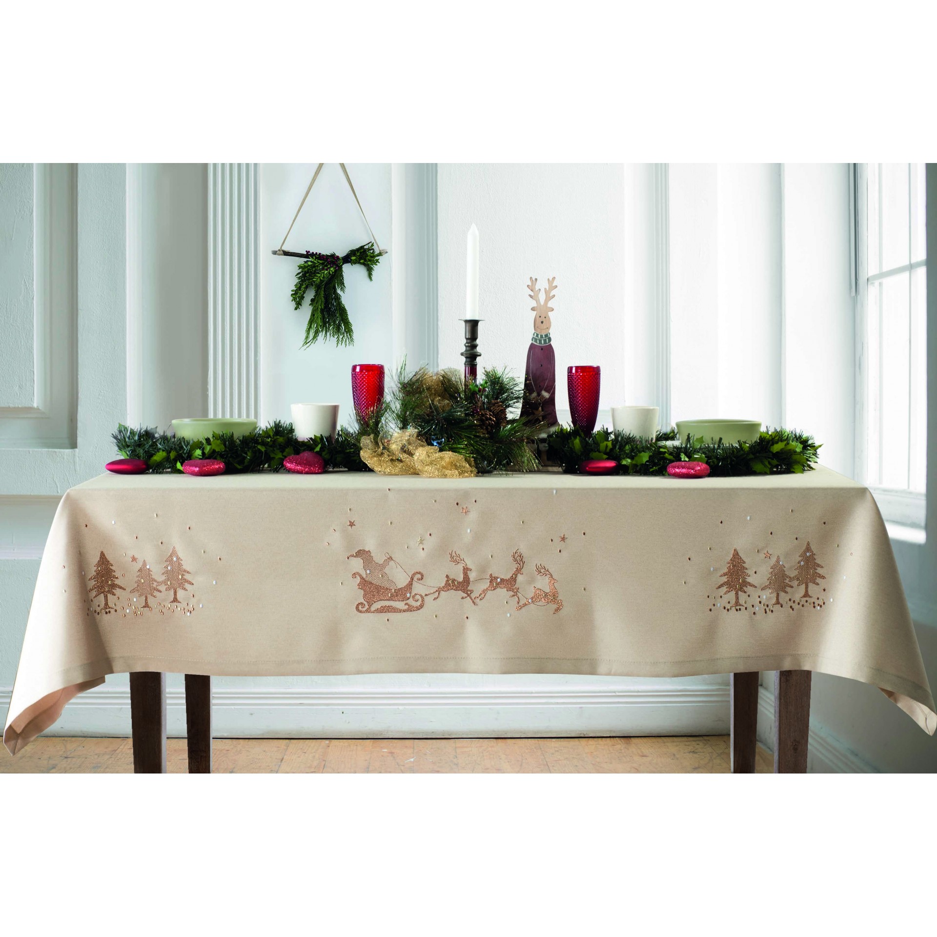 Χριστουγεννιάτικο Τραπεζομάντηλο Polyester 140×180εκ. Deer Makis Tselios (Ύφασμα: Polyester) – Makis Tselios – 501570123456