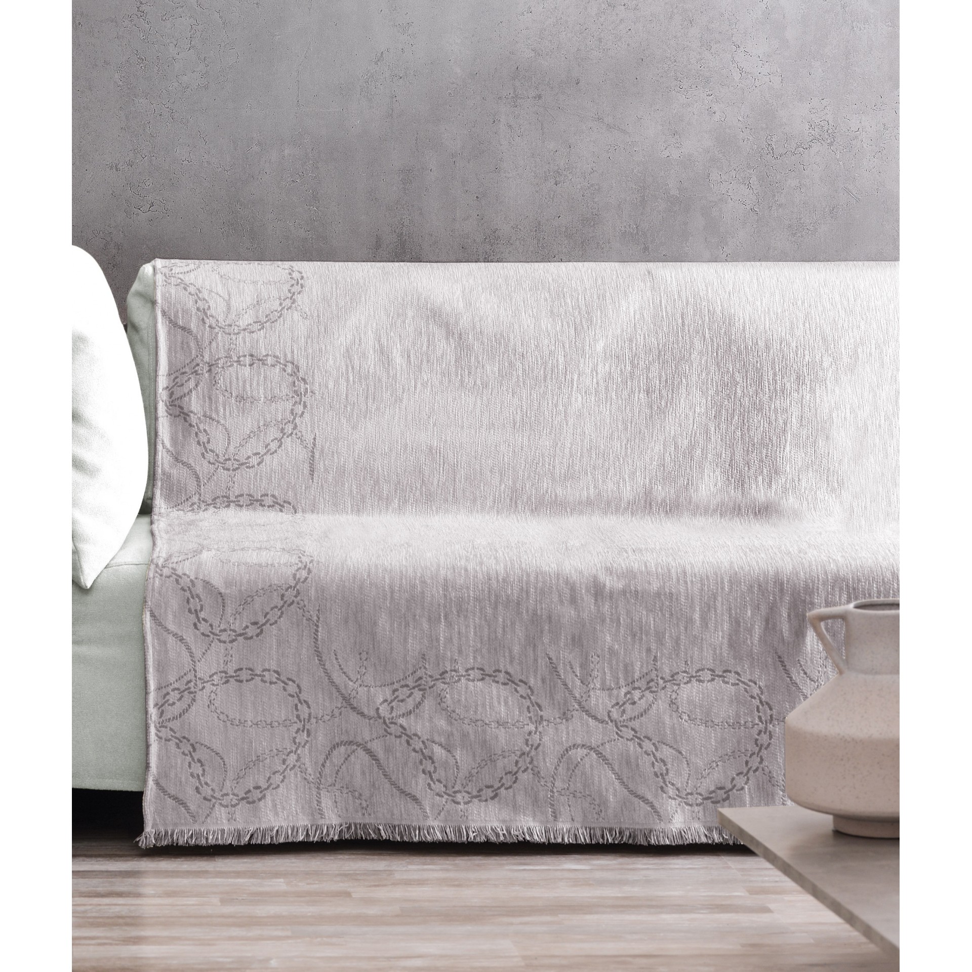 Ριχτάρι Βαμβακερό Πολυθρόνας 180x180εκ. Cadena Silver Makis Tselios (Ύφασμα: Βαμβάκι 100%, Χρώμα: Ασημί ) - Makis Tselios - 205850123456