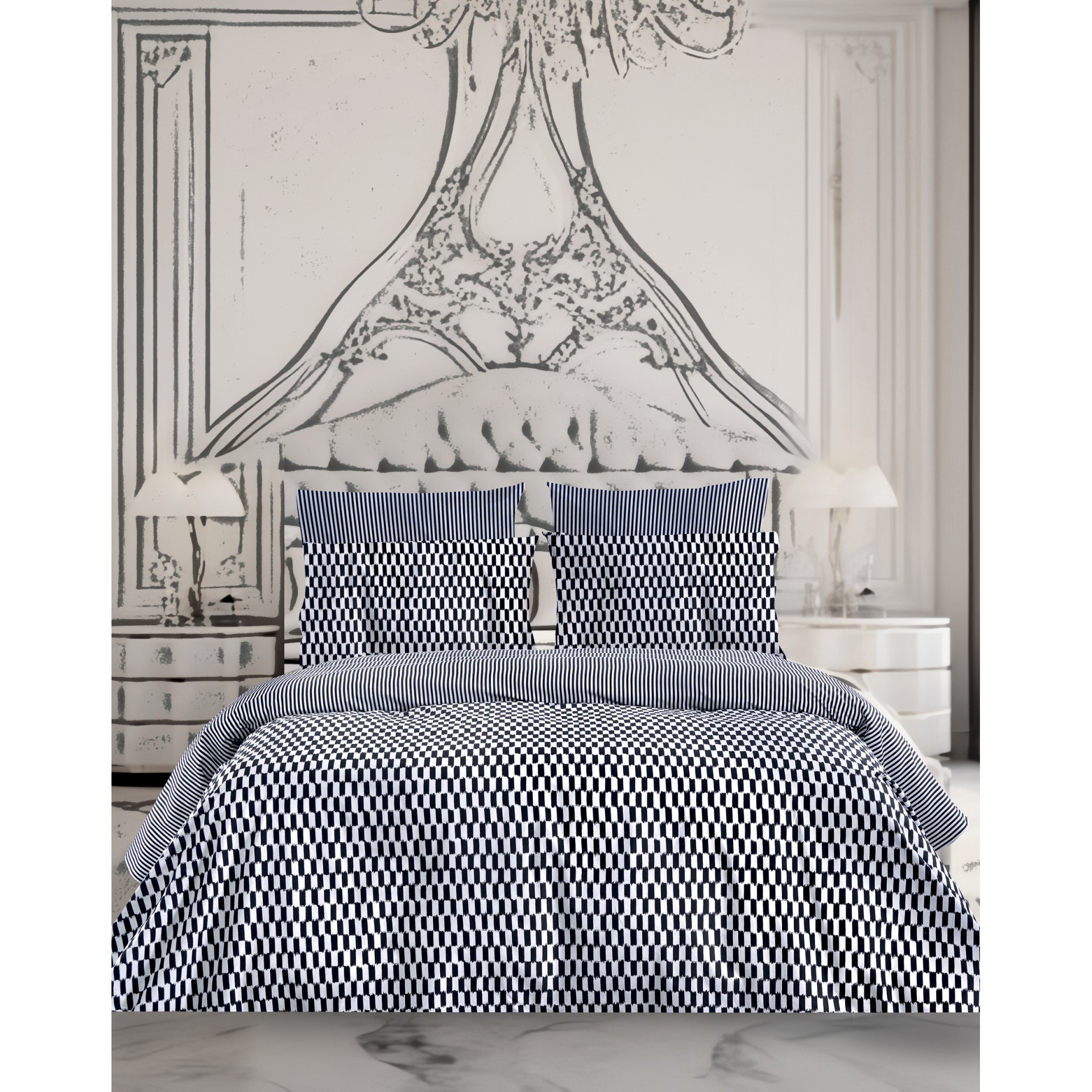 Σετ Σεντόνια Βαμβακερά Μονά 170x270εκ. Check Makis Tsel