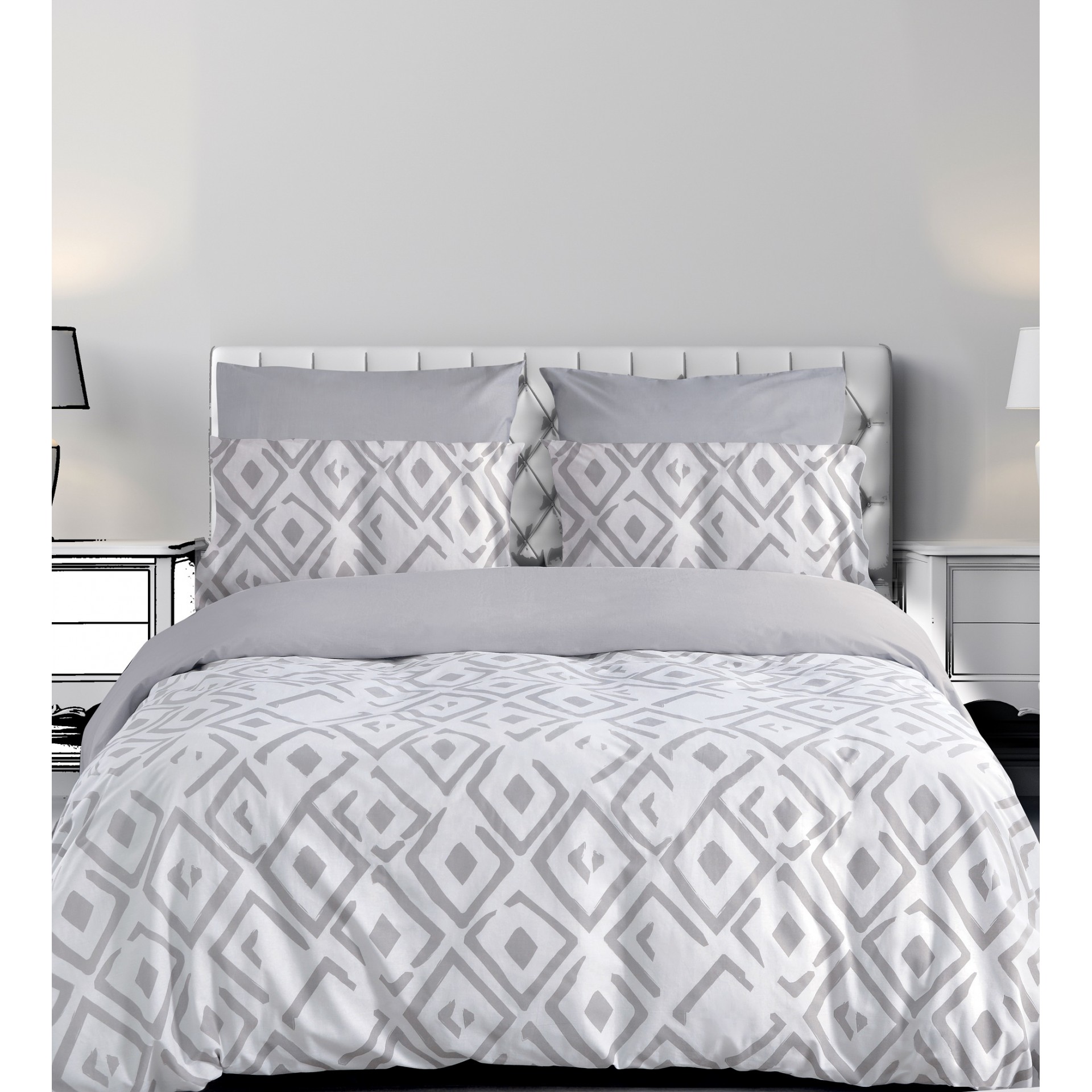 Σετ Σεντόνια Βαμβακερά King 270x290εκ. Romvos 2 Grey Makis Tselios (Ύφασμα: Βαμβάκι 100%, Τύπος κατωσέντονου: Χωρίς Λάστιχο, Χρώμα: Γκρι, Μέγεθος: Υπέρδιπλα) - Makis Tselios - 900840123456