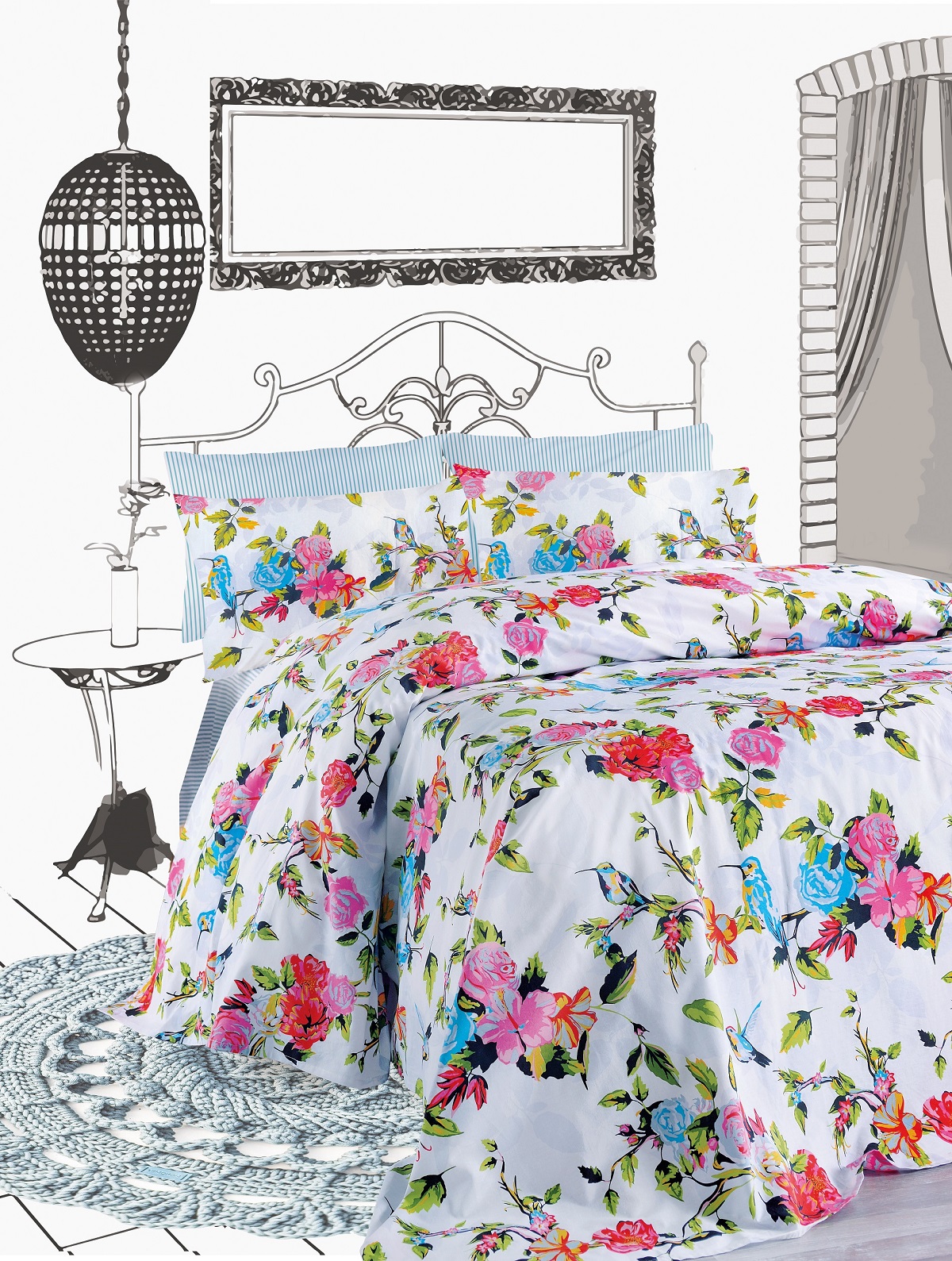 Makis Tselios Σετ Σεντόνια Βαμβακερά King 270x290εκ. Primavera Makis Tselios (Ύφασμα: Βαμβάκι 100%, Τύπος κατωσέντονου: Χωρίς Λάστιχο, Μέγεθος: King Size) - Makis Tselios - 900850123456