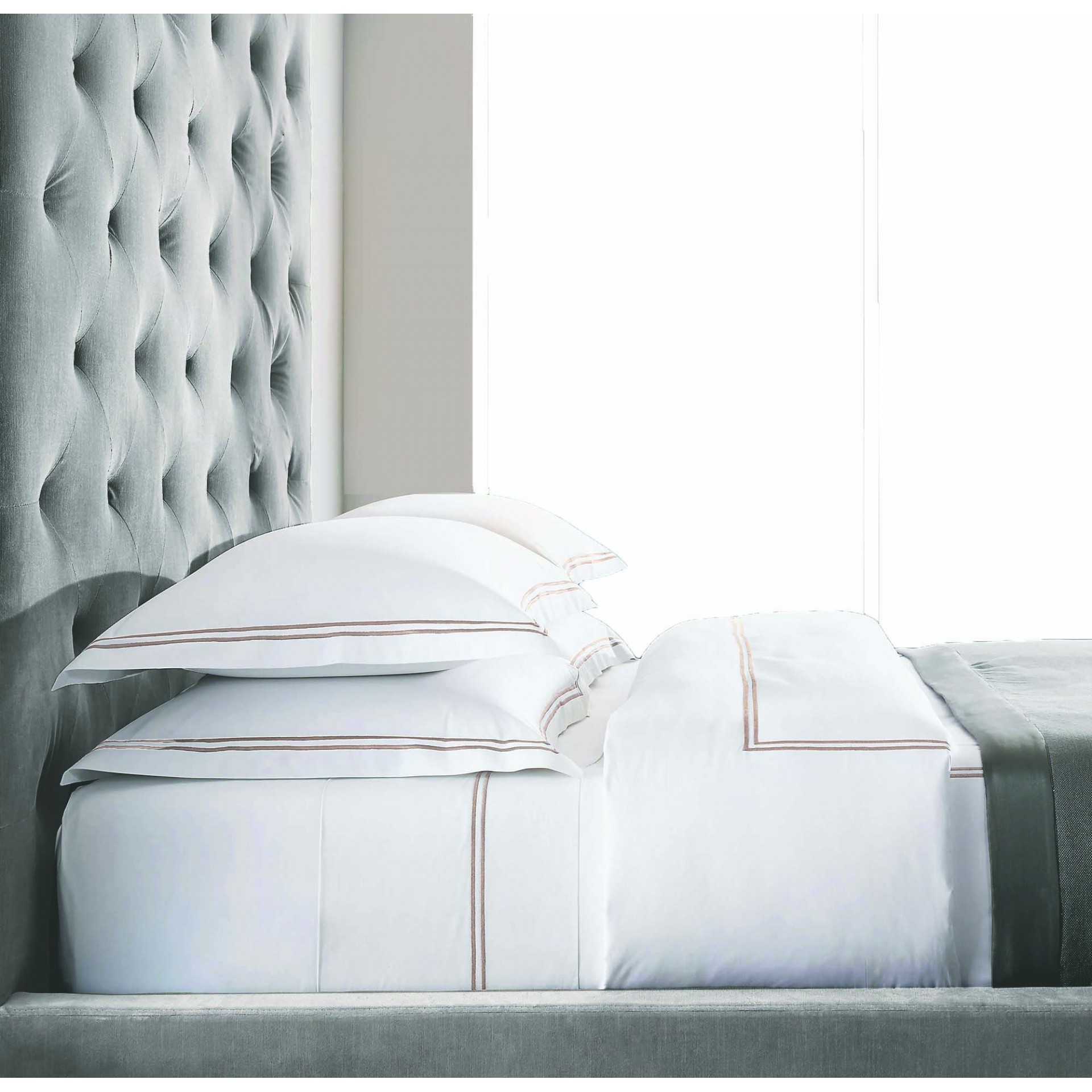 Σετ Σεντόνια Βαμβακοσατέν King 260x270εκ. Bar 12 White-Beige Makis Tselios...