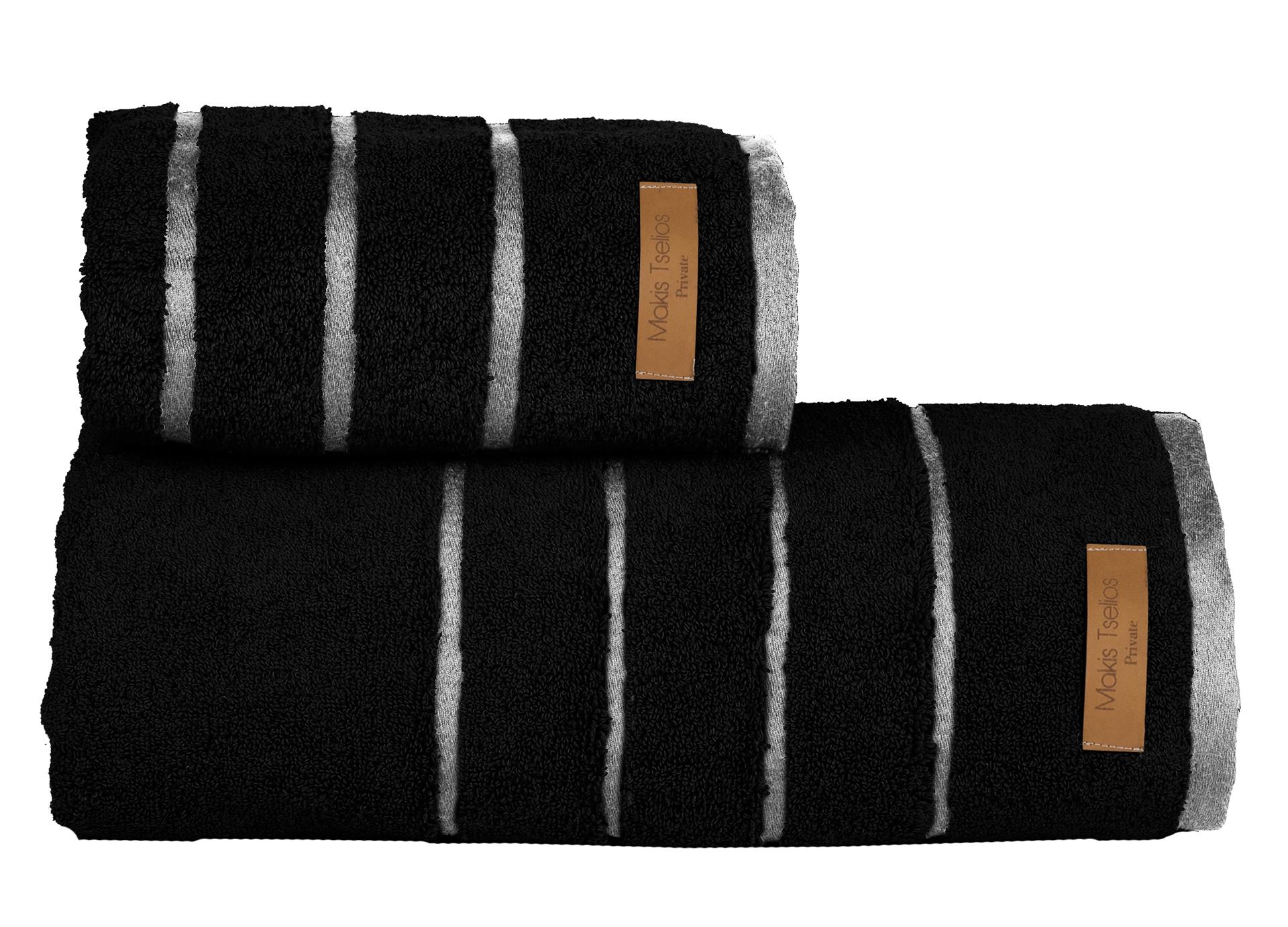 Πετσέτα Σώματος Μεμονωμένη Βαμβακερή 90x150εκ. Prive Black Makis Tselios (Ύφασμα: Βαμβάκι 100%, Χρώμα: Μαύρο, Μέγεθος: Σώματος) - Makis Tselios - 302000123456