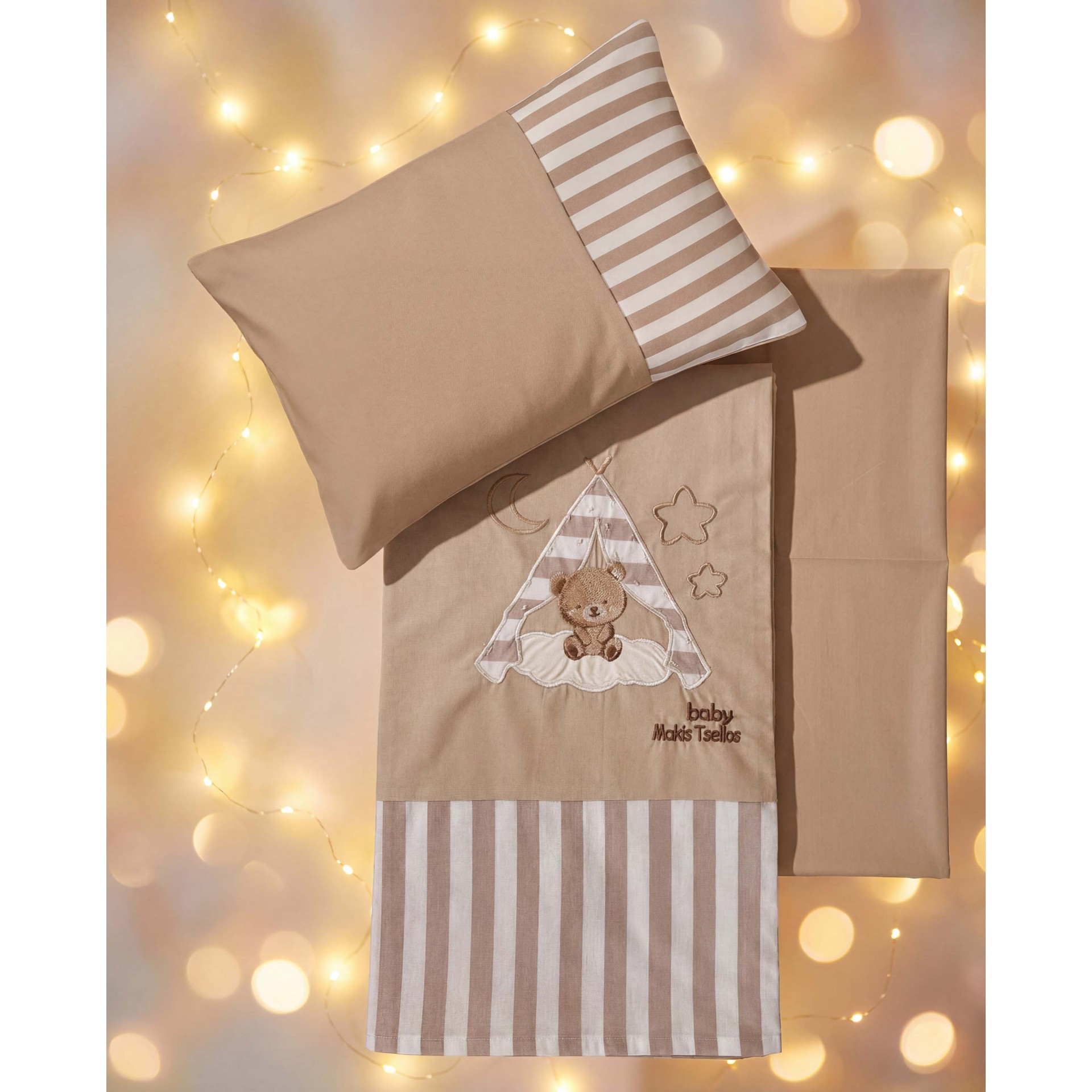 Σετ Σεντόνια 3τμχ Βαμβακερά Κούνιας 120x170εκ. Bob Makis Tselios (Ύφασμα: Βαμβάκι 100%, Τύπος κατωσέντονου: Χωρίς Λάστιχο, Χρώμα: Μπεζ, Μέγεθος: Σετ) - Makis Tselios - 990060123456