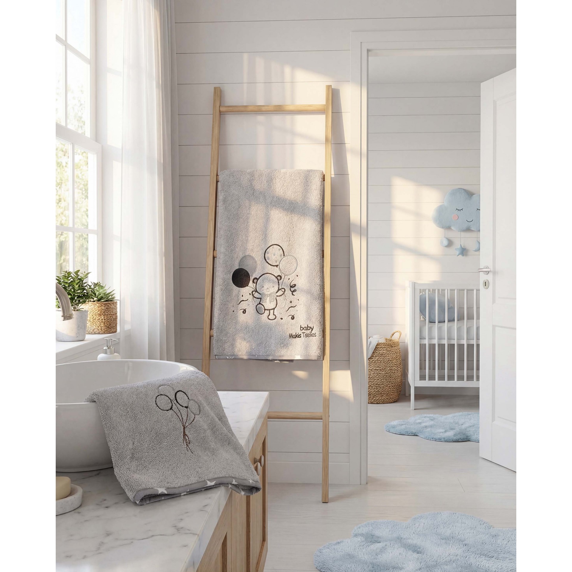 Σετ Πετσέτες 2τμχ Βαμβακερές Bebe Cookie Makis Tselios (Ύφασμα: Βαμβάκι 100%, Χρώμα: Γκρι) - Makis Tselios - 990110123456
