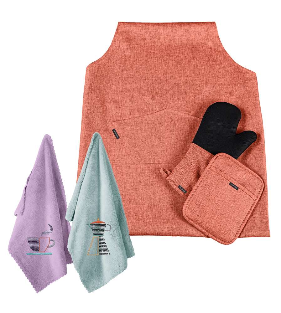 Guy Laroche Σετ Κουζίνας 5τμχ Polyester-Microfiber Cook Orange Guy Laroche (Ύφασμα: Polyester, Χρώμα: Πορτοκαλί) - Guy Laroche - 5206480645273