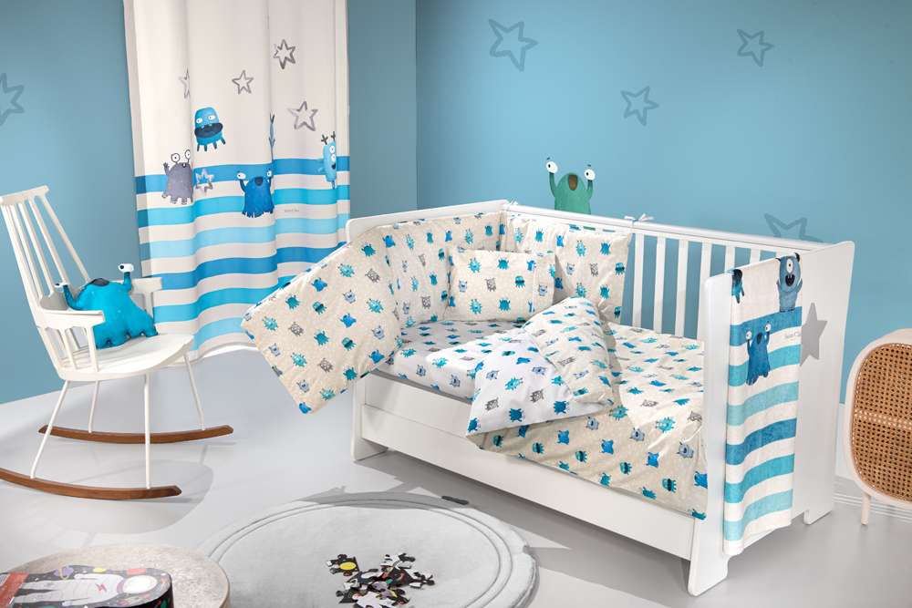 Saint Clair Σετ Σεντόνια 3τμχ Βαμβακερά Κούνιας 110x170εκ. Monsters Blue Saint Clair (Ύφασμα: Βαμβάκι 100%, Τύπος κατωσέντονου: Χωρίς Λάστιχο, Χρώμα: Μπλε, Μέγεθος: Σετ) - Saint Clair - 5206480638930