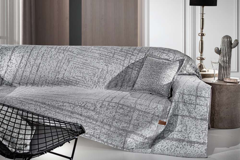 Ριχτάρι Πολυθρόνας Polycotton Chenille Monte Grey 180x1