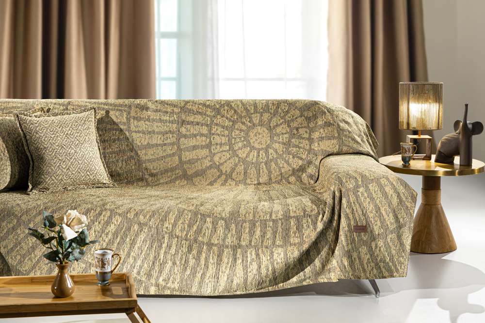 Ριχτάρι Τριθέσιος Polycotton Chenille Siren Golden 180x