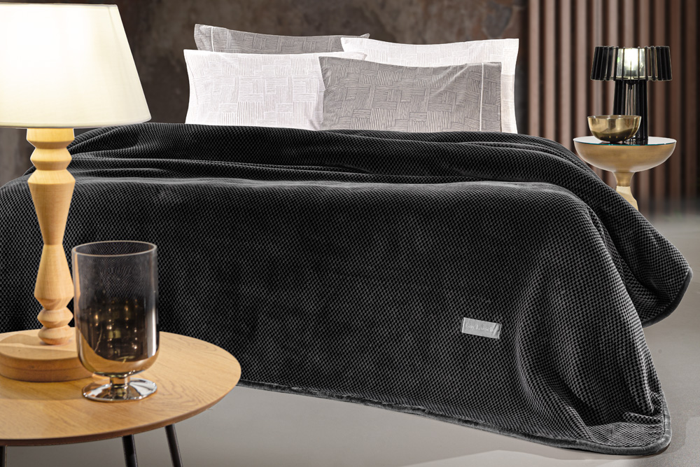 Guy Laroche Κουβέρτα Ultrasoft Ζακάρ Μονή 160x220εκ. Cheval Anthracite Guy Laroche (Ύφασμα: Polyester, Χρώμα: Ανθρακί, Μέγεθος: Μονά) - Guy Laroche - 5206480667503
