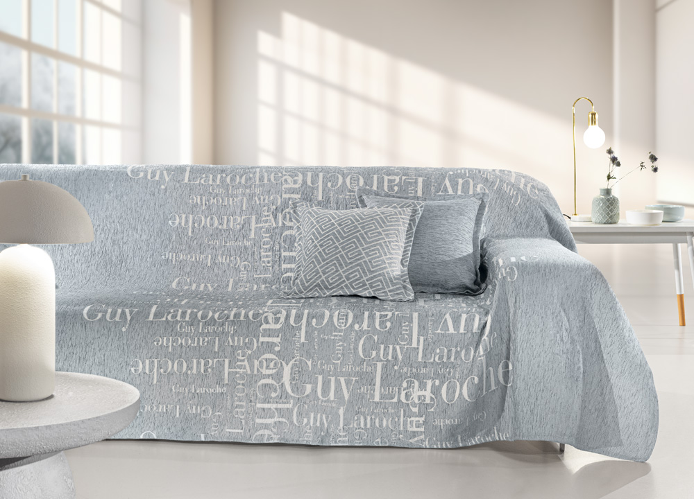 Ριχτάρι Διθέσιος 180x250εκ. Polycotton-Acrylic Stamp Silver Guy Laroche (Χρώμα: Ασημί , Ύφασμα: 37% Βαμβάκι-21% Polyester-42% Acrylic) - Guy Laroche - 5206480679025