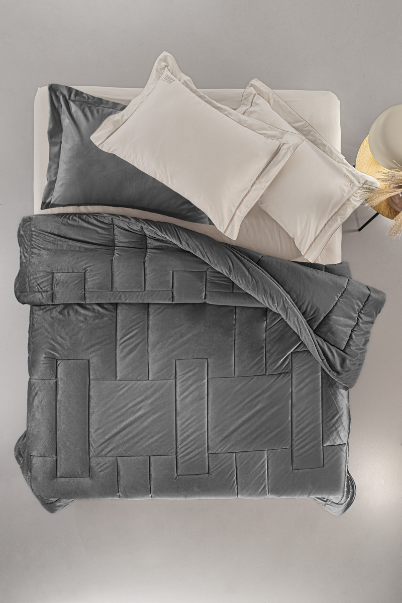 Πάπλωμα Βελουτέ Υπέρδιπλο 220x240εκ. Scarlett Carbon Gu