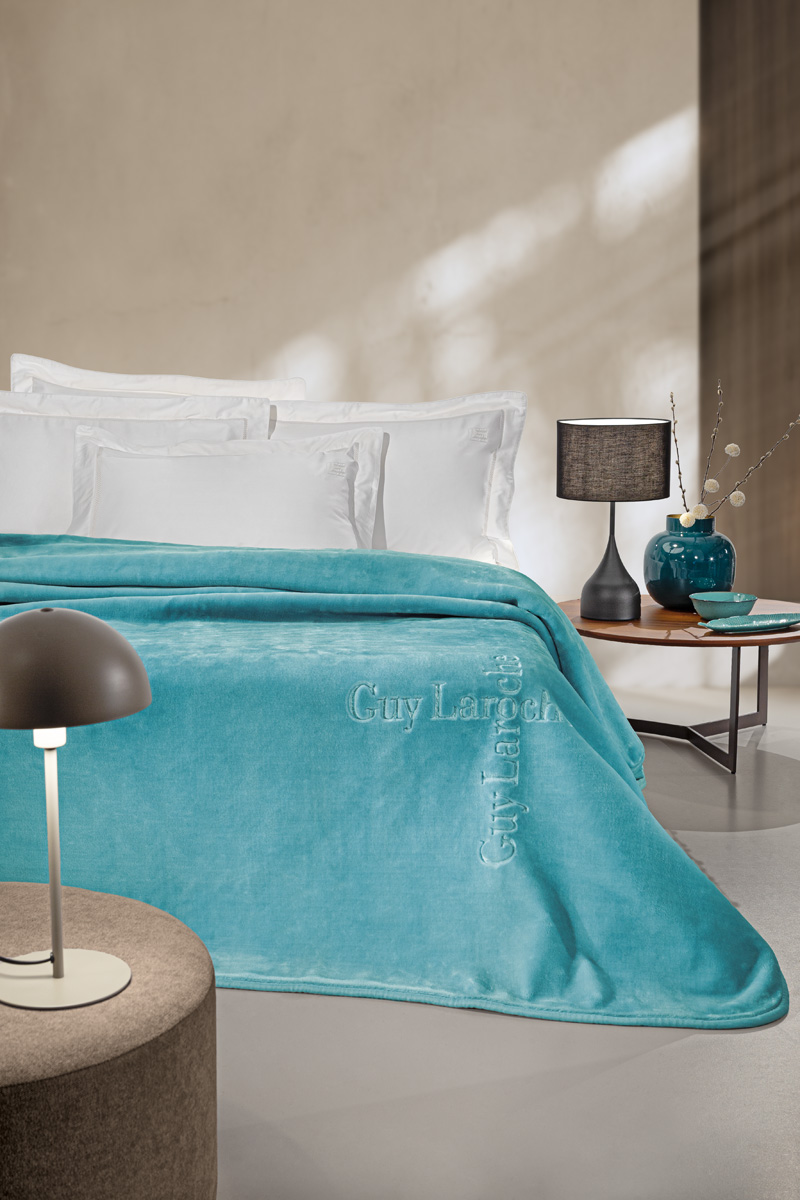 Κουβέρτα Soft Velvet Υπέρδιπλη 220x240εκ. Logo Petrol Guy Laroche (Ύφασμα: Βελούδο, Χρώμα: Πετρόλ , Μέγεθος: Υπέρδιπλα) - Guy Laroche - 5206480691683