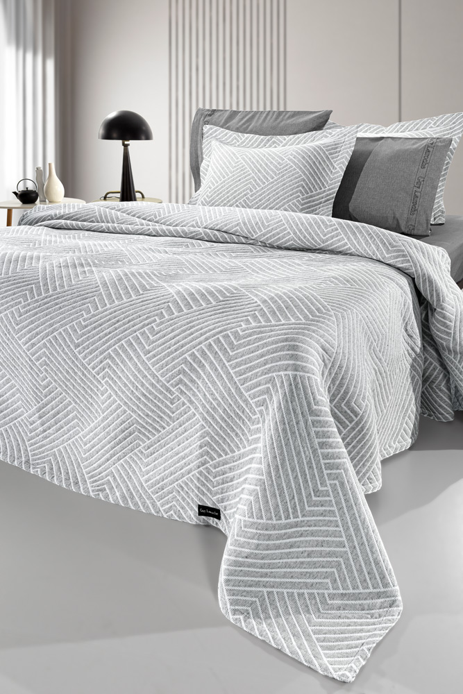 Κουβέρτα Polycotton King 245x260εκ. Lupo Grey-White Guy Laroche (Ύφασμα: 60% Cotton - 40% Polyester, Χρώμα: Λευκό, Μέγεθος: King Size) - Guy Laroche - 5206480678141